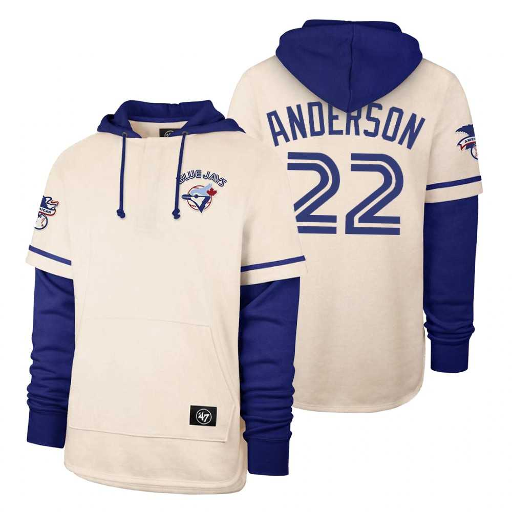 Men Toronto Blue Jays 22 Anderson Cream 2021 Pullover Hoodie MLB Jersey Men Toronto Blue Jays 22 Anderson Cream 2021 Pullover Hoodie MLB Jersey